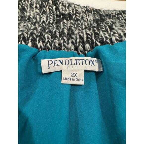 Pendleton Womens Gray Black Sweater Coat Jacket Cardigan Plus 2X Chunky Knit - Picture 8 of 10